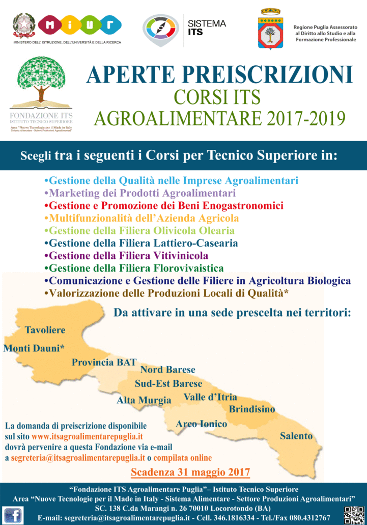 Preiscrizioni Corso ITS Agroalimentare